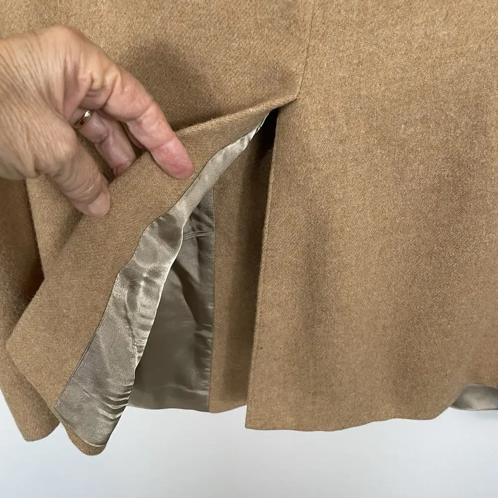 Vtg Lands End Camel Hair Wool Sport Coat Blazer Mens 44L Tan Preppy Business